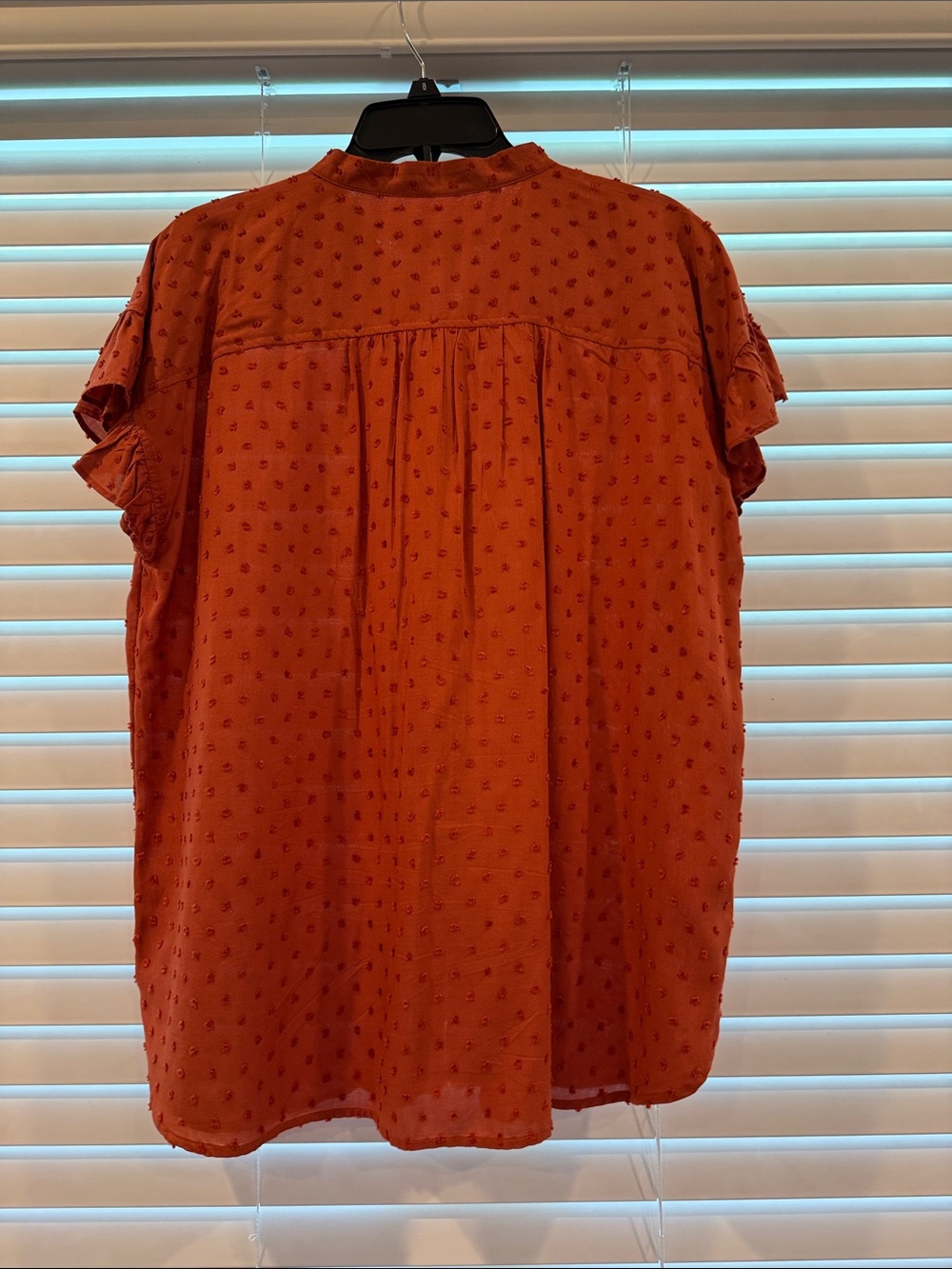 LOFT Rust Ruffle-Front Dot Blouse - Picture 5 of 6